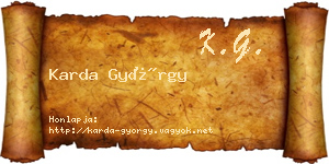 Karda György névjegykártya